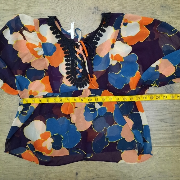 BCBGeneration Babydoll Floral Sheer Top - Picture 11 of 12